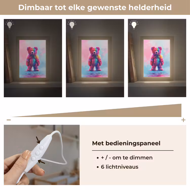 Beer - Kleurrijk - Dier Light Box met kabel klein -USP_dimbaarNL