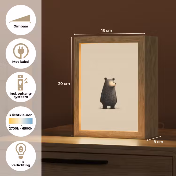 Beer - Donkerbruin - Minimalistisch Light Box met kabel klein -USP_NL