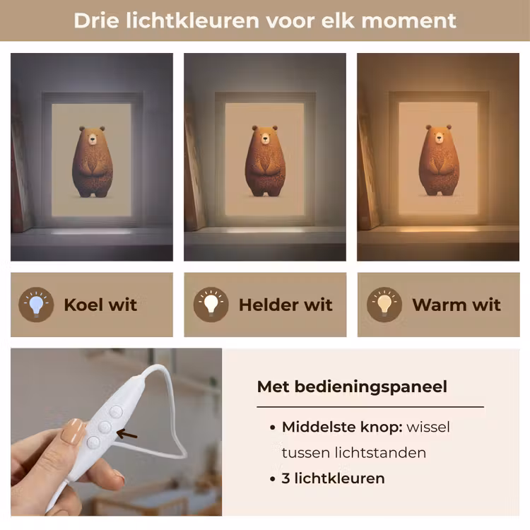 Beer - Minimalistisch - Bruin Light Box met kabel klein -USP_lichtkleurNL
