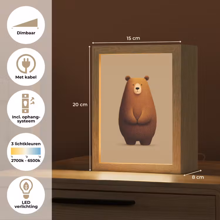 Beer - Minimalistisch - Bruin Light Box met kabel klein -USP_NL