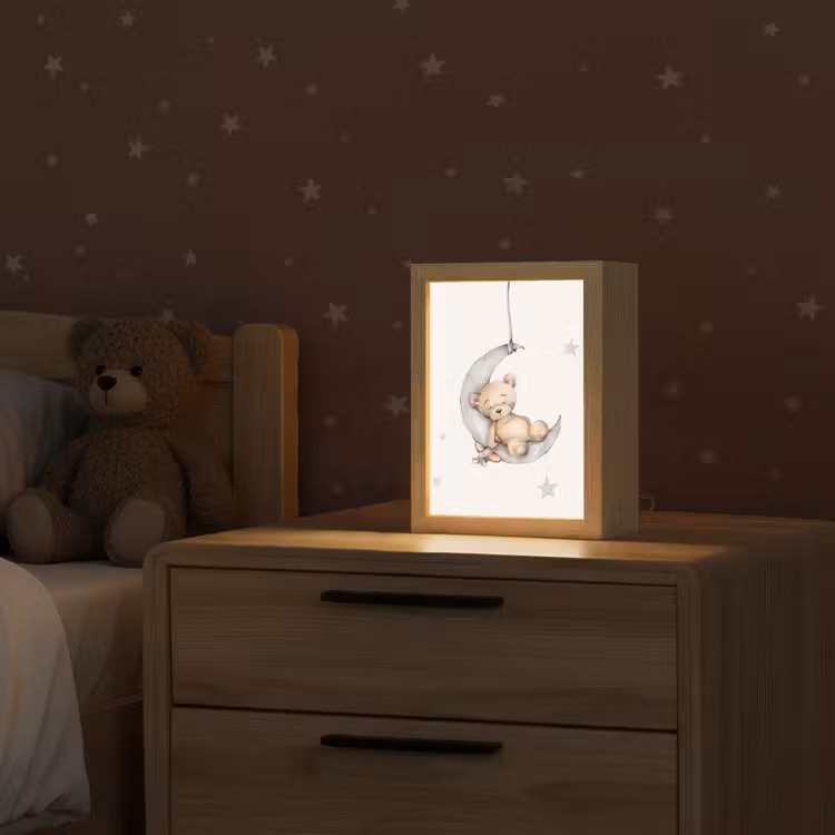 Beer - Maan - Sterren - Kinderen Light Box met kabel klein -sfeer1_kind
