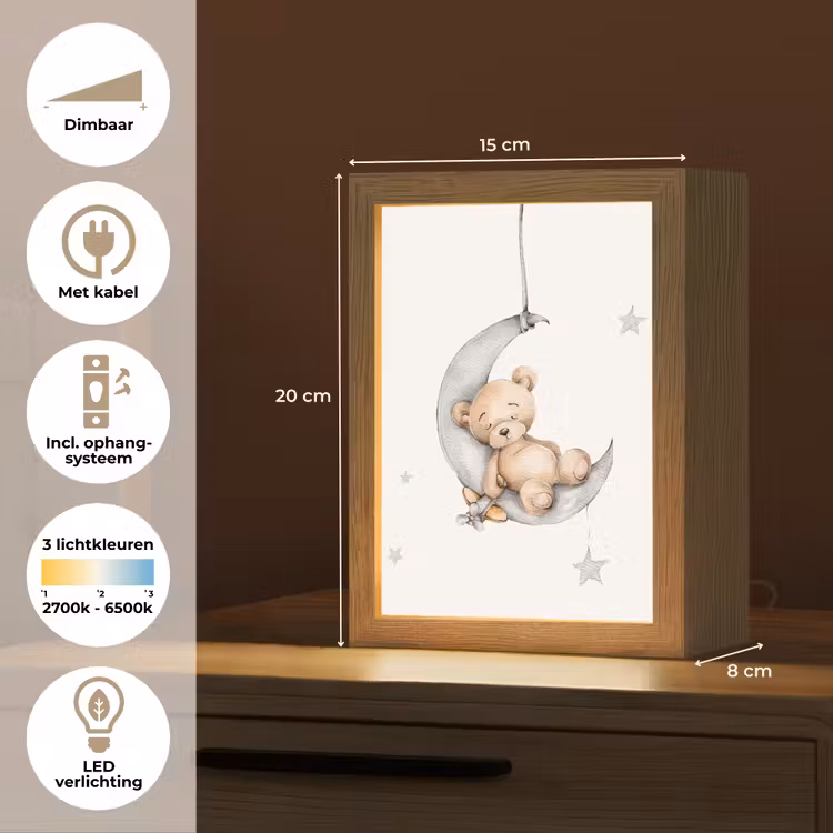 Beer - Maan - Sterren - Kinderen Light Box met kabel klein -USP_NL