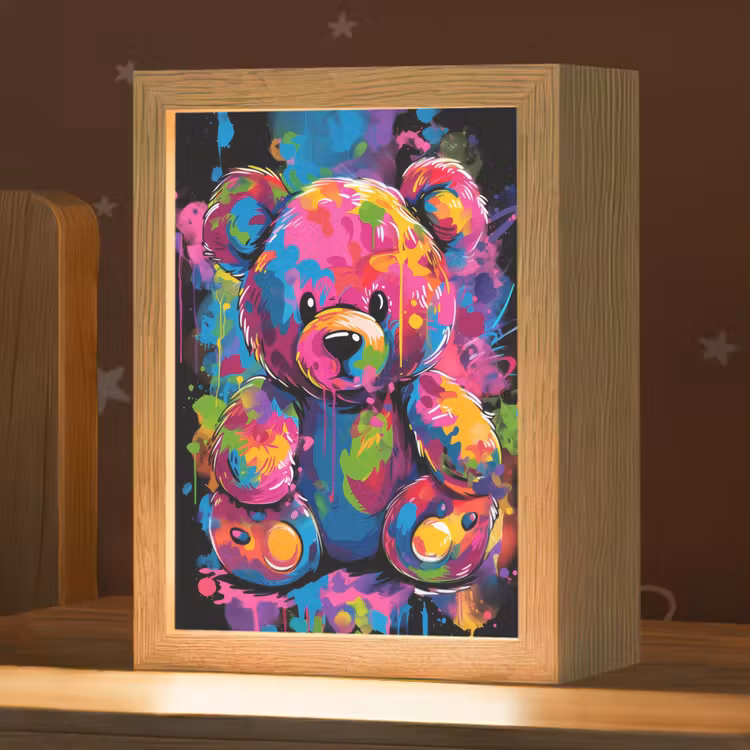 Beer - Verf - Kleurrijk - Knuffeldier Light Box met kabel klein -zzz_3d_website