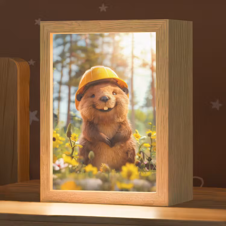 Bever - Dier - Bouwhelm - Natuur Light Box met kabel klein -zzz_3d_website