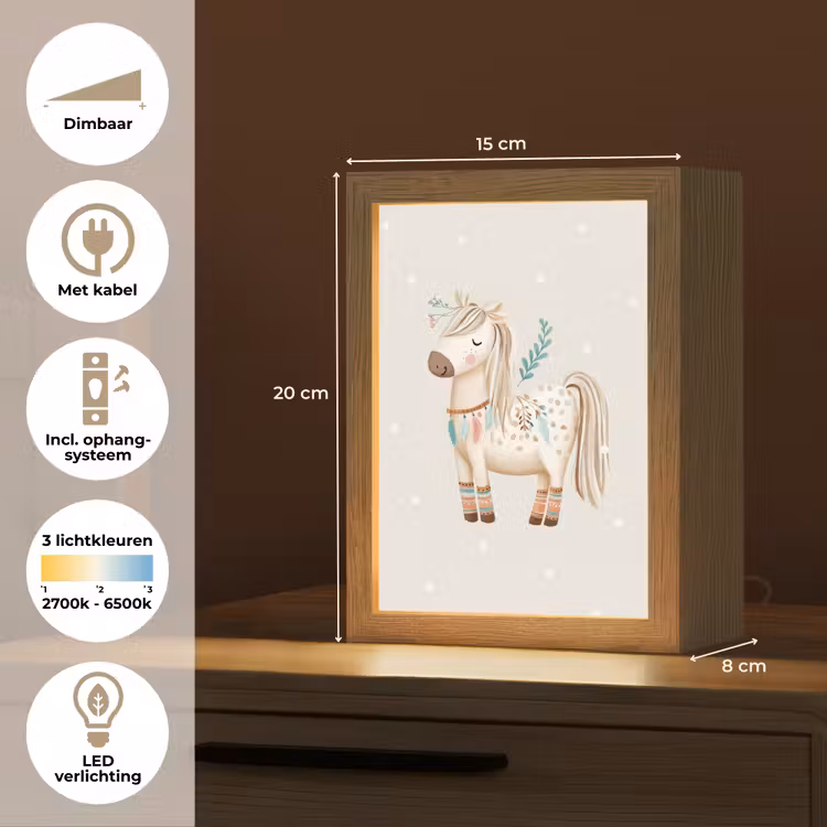 Bohemian - Paard - Beige Light Box met kabel klein -USP_NL