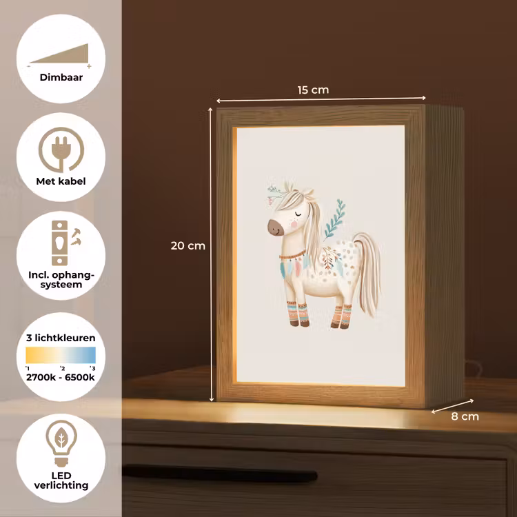 Bohemian - Paard - Beige Light Box met kabel klein -USP_NL
