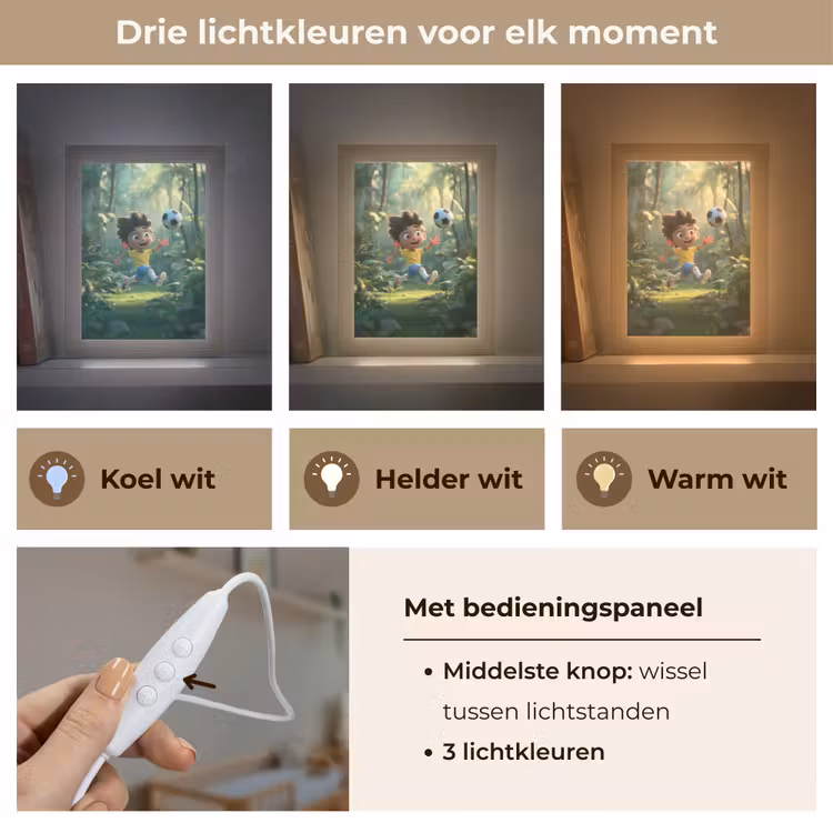 Jongen - Voetbal - Bos Light Box met kabel klein -USP_lichtkleurNL
