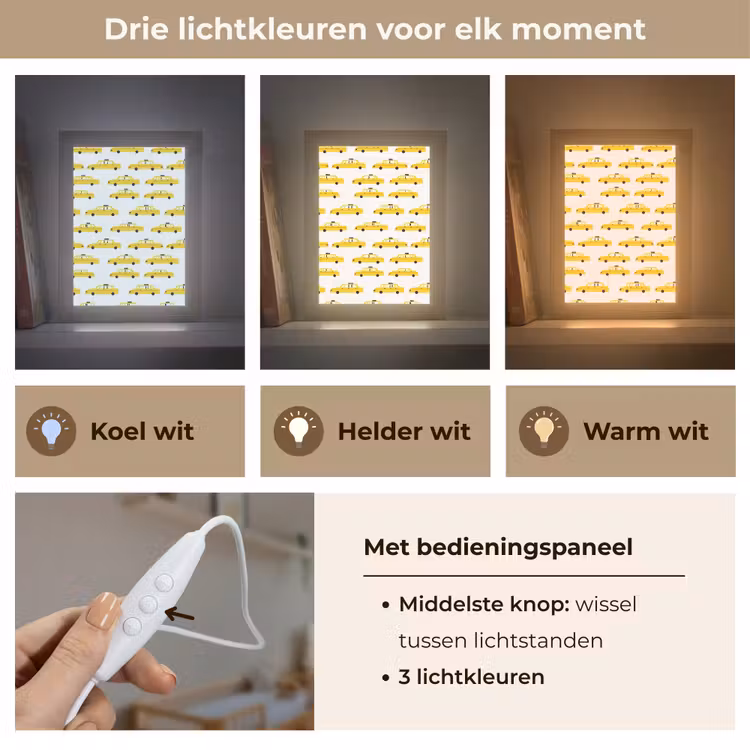 Taxi - Iconisch - Geel Light Box met kabel (Kinderlampje) klein 904 -USP_lichtkleurNL