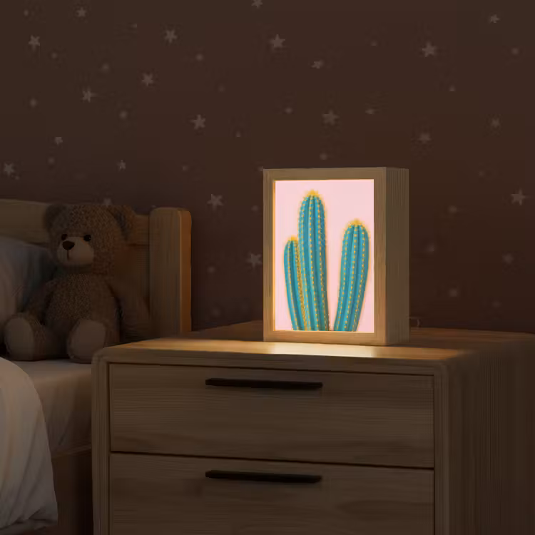 Cactussen - Modern - Pastel Light Box met kabel (Kinderlampje) klein -sfeer1_kind