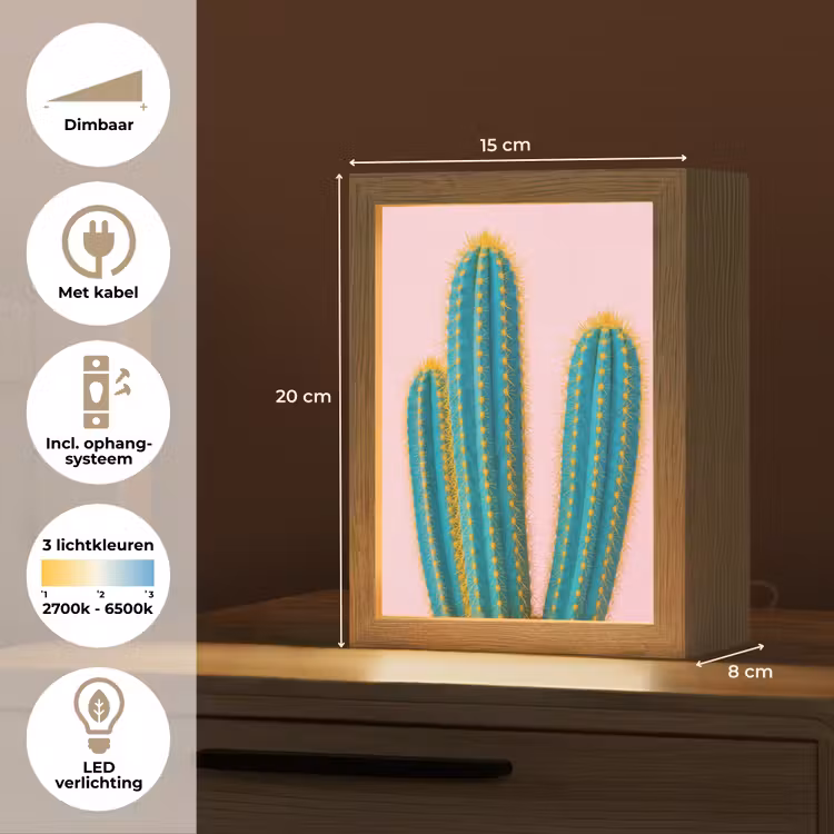 Cactussen - Modern - Pastel Light Box met kabel (Kinderlampje) klein -USP_NL