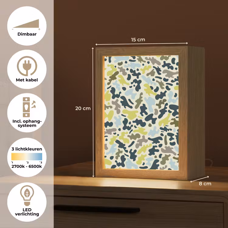 Camouflage - Groen - Blauw - Jongens - Kinderen Light Box met kabel klein -USP_NL