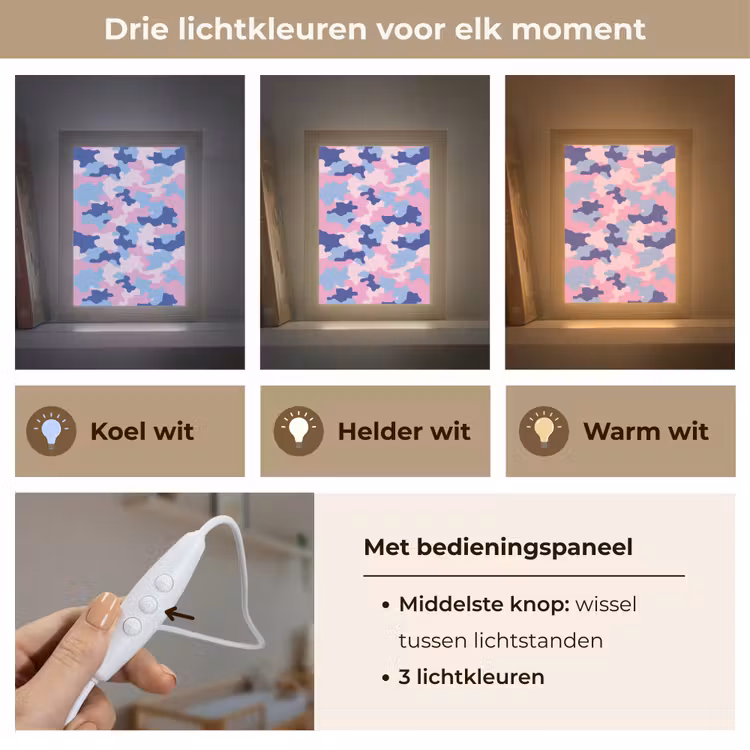 Camouflage - Patroon - Donkerblauw Light Box met kabel klein -USP_lichtkleurNL
