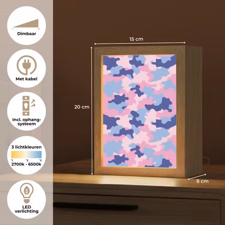 Camouflage - Patroon - Donkerblauw Light Box met kabel klein -USP_NL