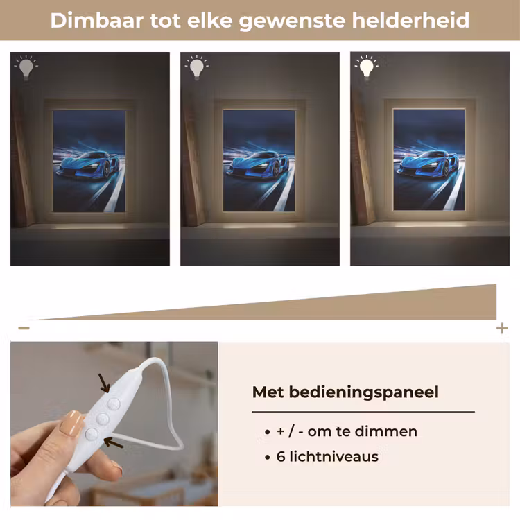 Auto - Blauw - Jongens - Kind Light Box met kabel klein -USP_dimbaarNL