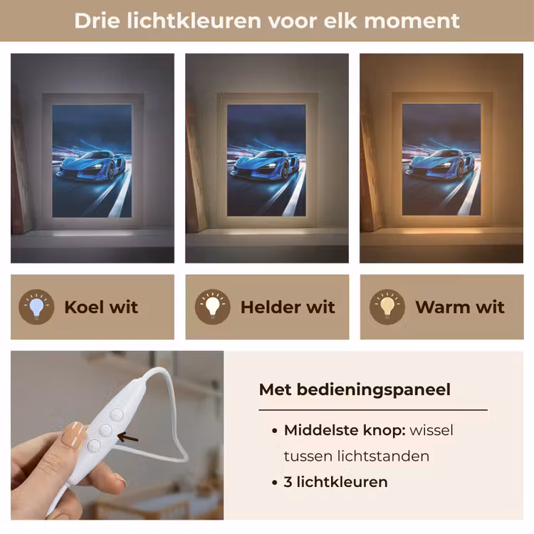 Auto - Blauw - Jongens - Kind Light Box met kabel klein -USP_lichtkleurNL