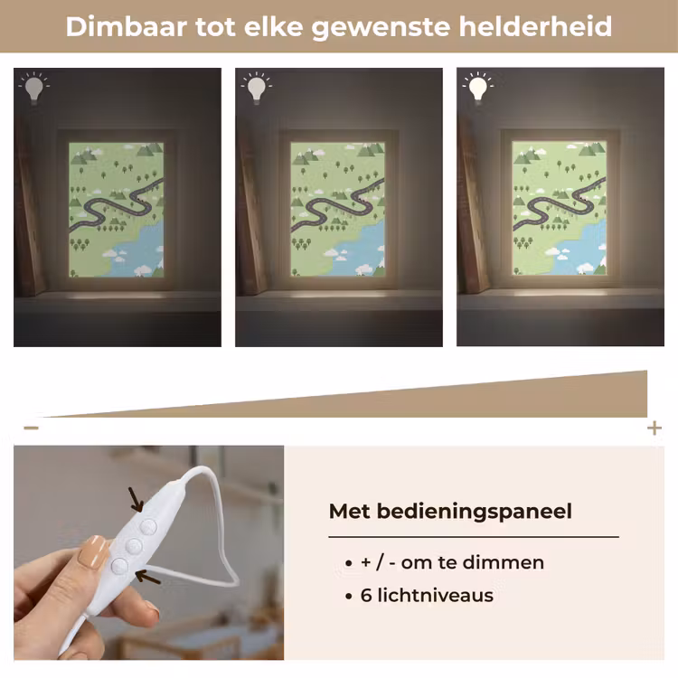 Auto - Bergweg - Natuur - Illustratie Light Box met kabel (Kinderlampje) klein -USP_dimbaarNL