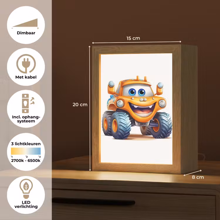 Auto - Oranje - Jongen - Kind Light Box met kabel klein -USP_NL
