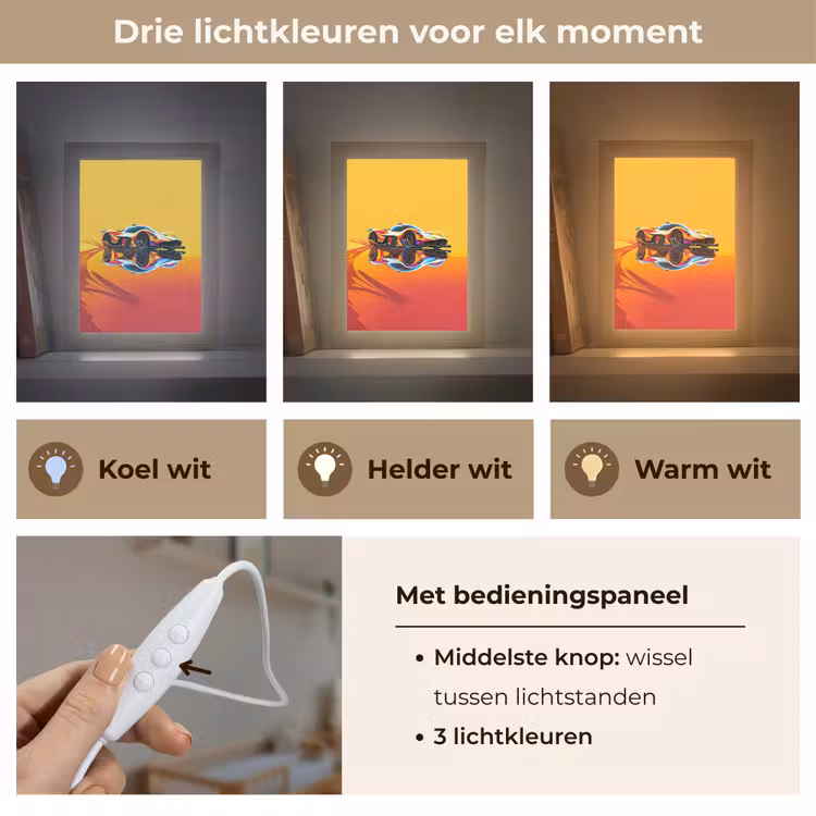 Auto - Race - F1 - Jongens - Geel - Rood Light Box met kabel klein -USP_lichtkleurNL