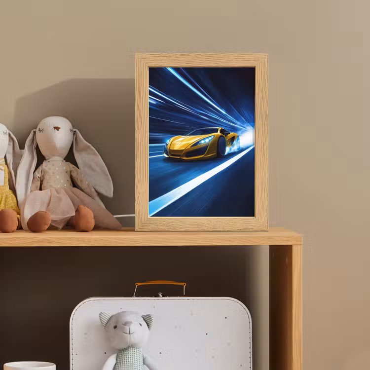 Auto - Geel - Race - Blauw Light Box met kabel klein -sfeer2_kind