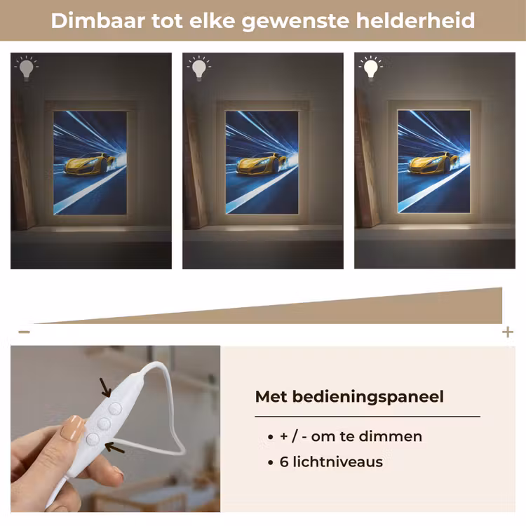 Auto - Geel - Race - Blauw Light Box met kabel klein -USP_dimbaarNL