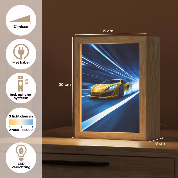 Auto - Geel - Race - Blauw Light Box met kabel klein -USP_NL