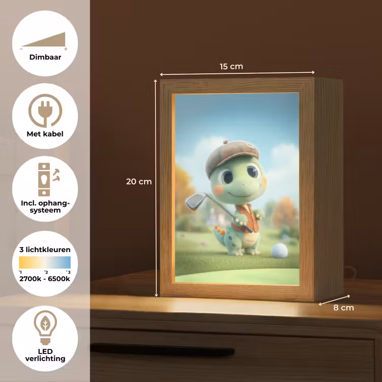 Cartoon - Dino - Groen - Golven Light Box met kabel klein -USP_NL