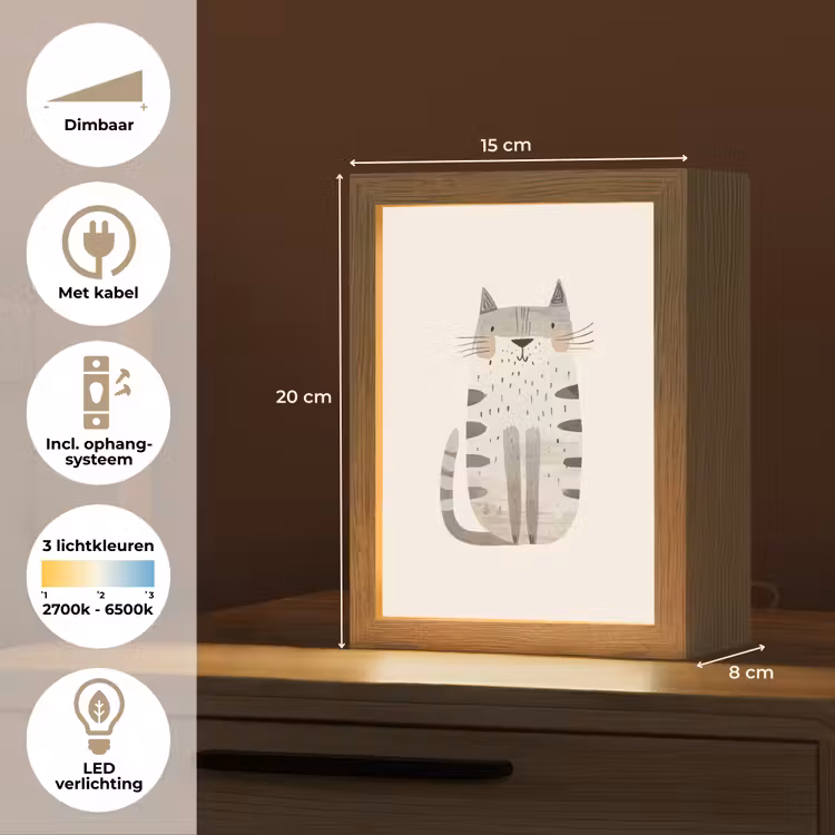 Kat - Dieren - Beige Light Box met kabel klein -USP_NL