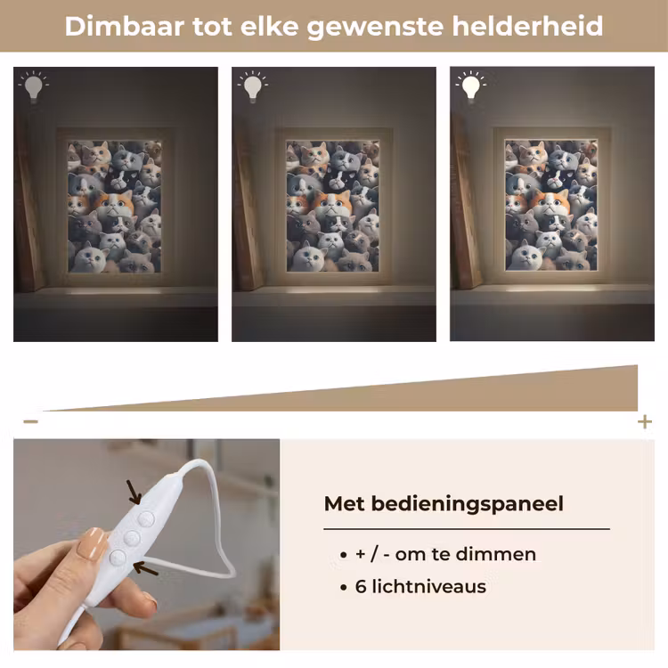 Kat - Dieren - Poes - Grijs - Patronen - Kind Light Box met kabel klein -USP_dimbaarNL