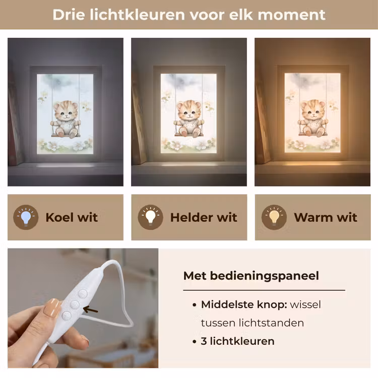 Beer - Baby - Dier - Kinderen Light Box met kabel klein -USP_lichtkleurNL