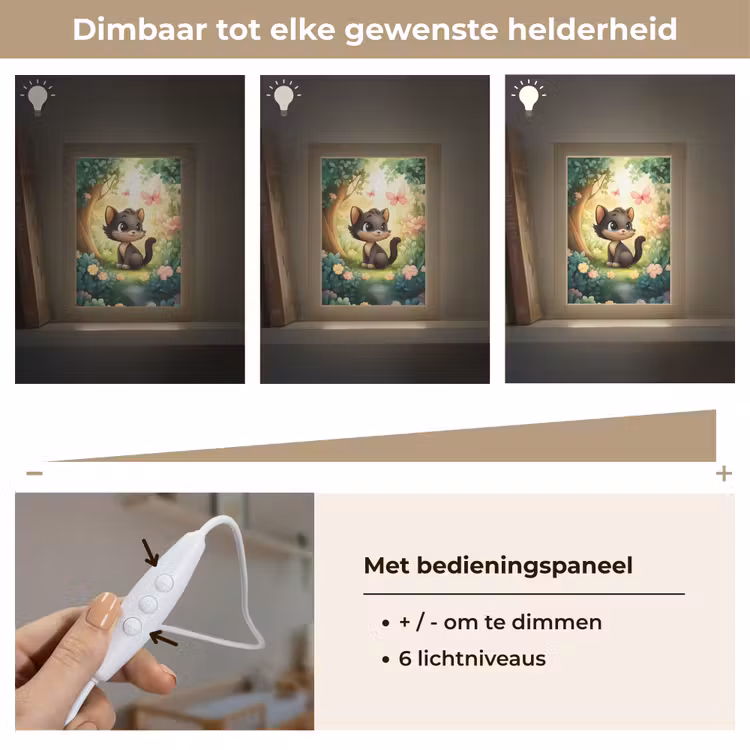 Kat - Zwart - Bos - Vlinders Light Box met kabel klein -USP_dimbaarNL