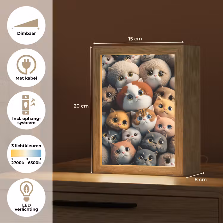 Poes - Kat - Design - Bruin - Grijs - Kids Light Box met kabel klein -USP_NL