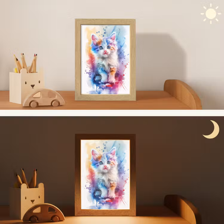 Kat - Kleurrijk - Verf - Dier - Wit Light Box met kabel klein -sfeer3_kind