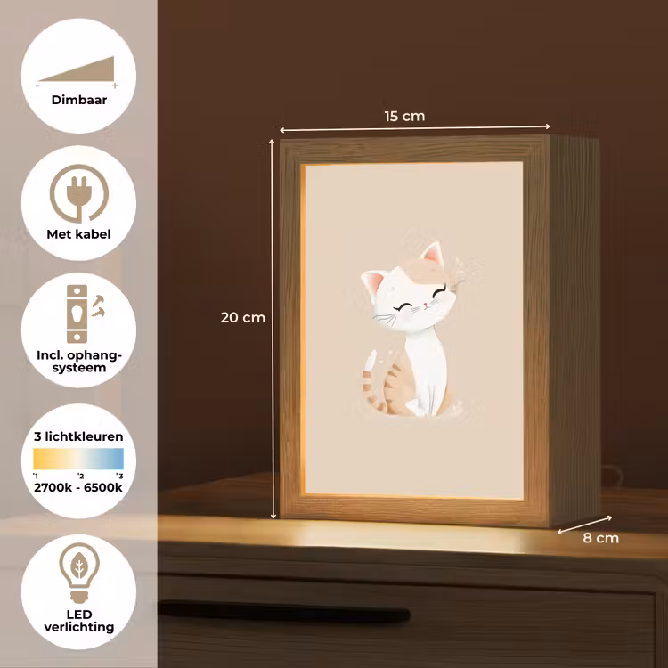 Kat - Kitten - Beige Light Box met kabel klein -USP_NL