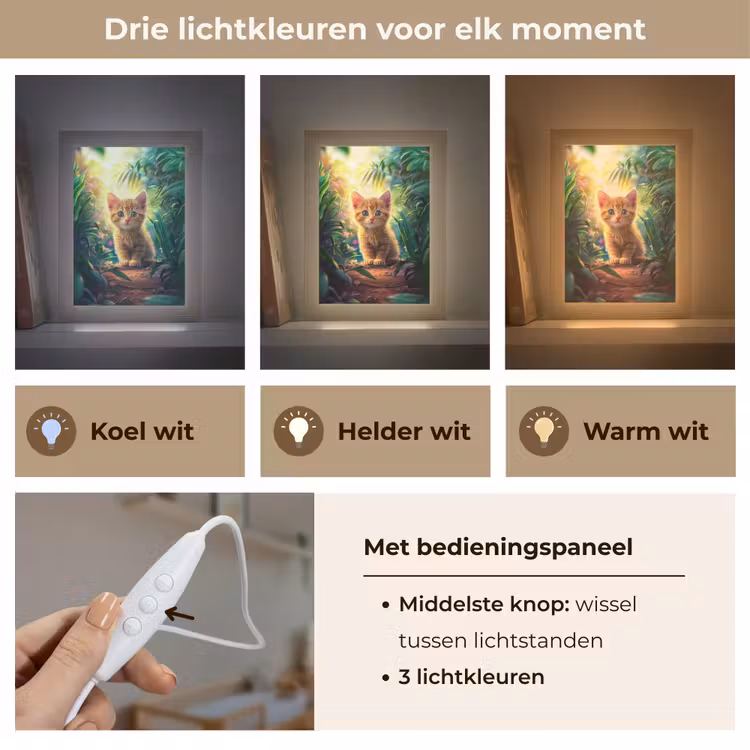 Kat - Huisdier - Natuur Light Box met kabel klein -USP_lichtkleurNL
