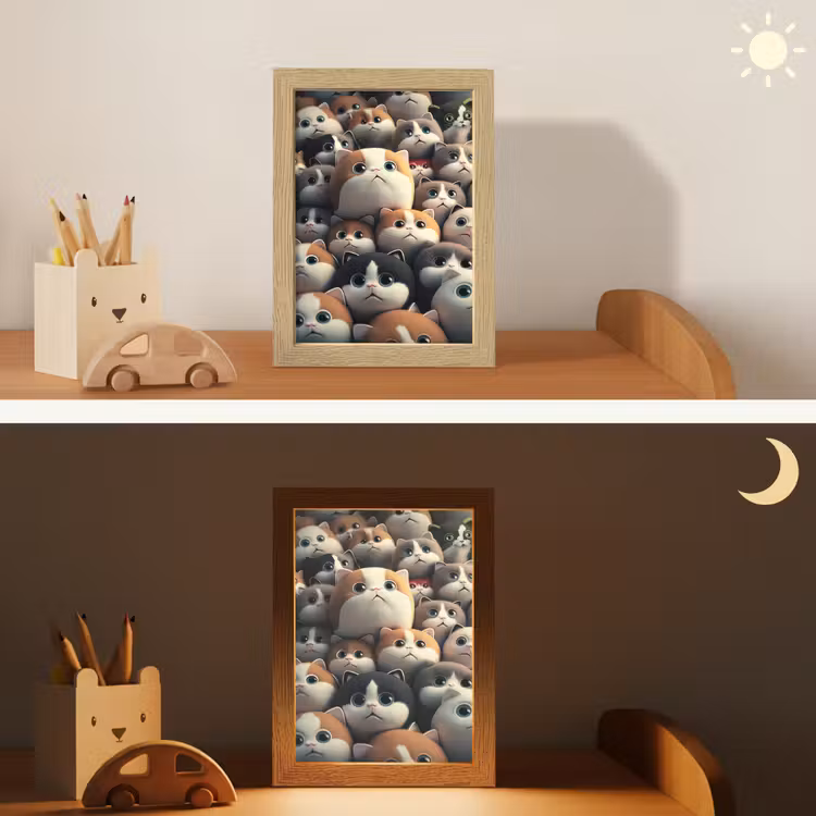 Kat - Huisdieren - Poes - Bruin - Grijs - Kinderen Light Box met kabel klein -sfeer3_kind