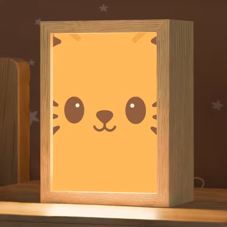 Kat - Simplistisch - Oranje - Vrolijk Light Box met kabel klein -zzz_3d_website