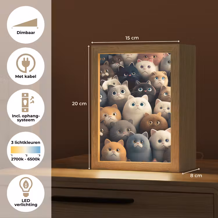 Katten - Dieren - Poes - Design - Meiden - Jongens Light Box met kabel klein -USP_NL