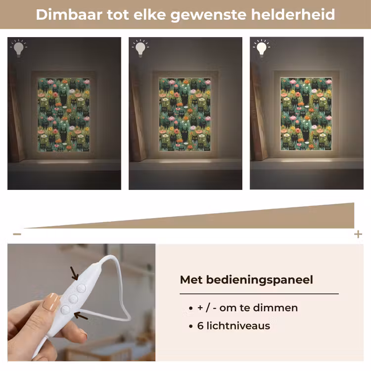 Katten - Bloemen - Kleurrijk Light Box met kabel (Kinderlampje) klein 904 -USP_dimbaarNL