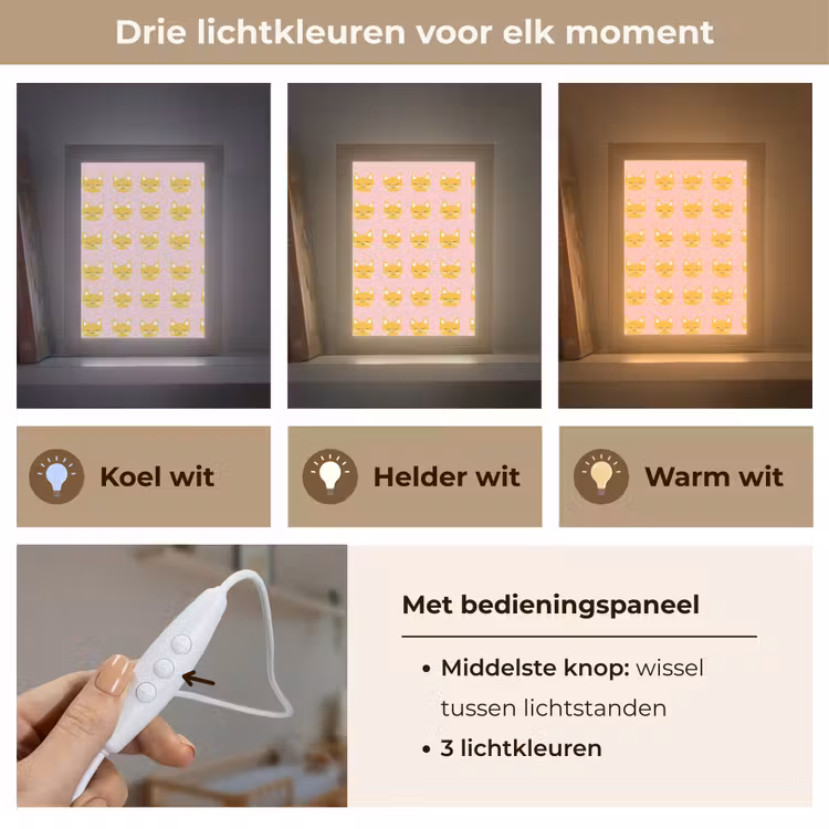 Katten - Patroon - Roze Light Box met kabel (Kinderlampje) klein 904 -USP_lichtkleurNL