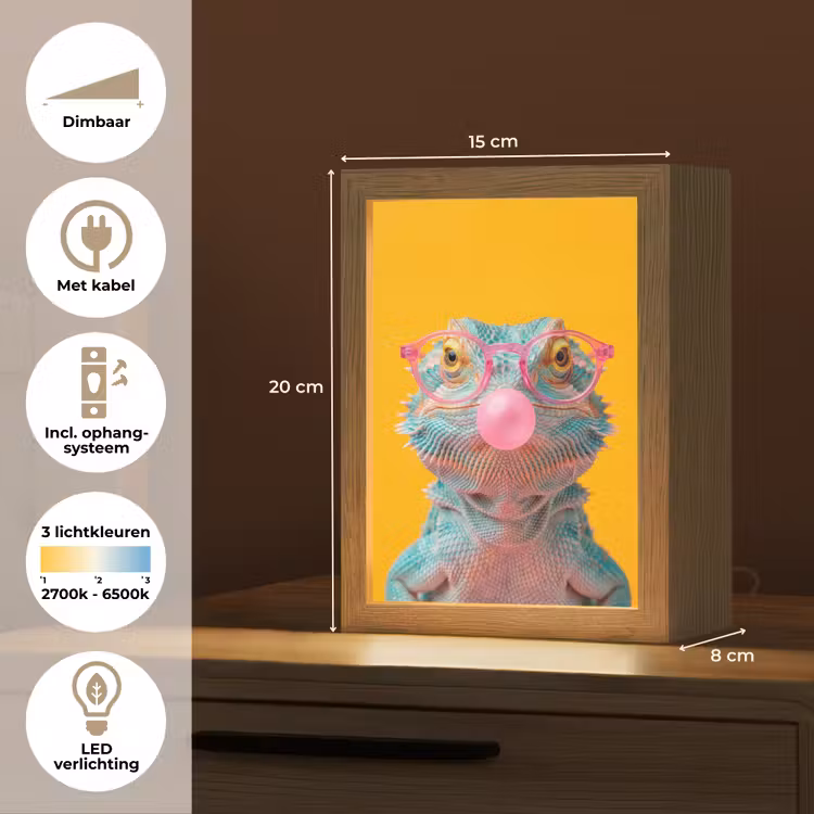 Kameleon - Kauwgom - Kleurrijk Light Box met kabel (Kinderlampje) klein -USP_NL