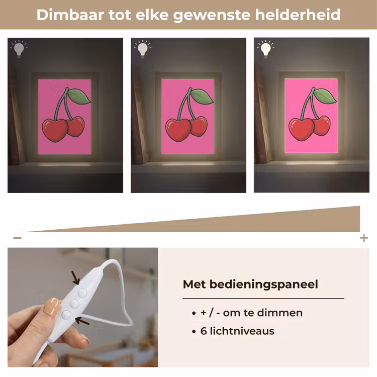 Kers - Roze - Fruit Light Box met kabel (Kinderlampje) klein -USP_dimbaarNL