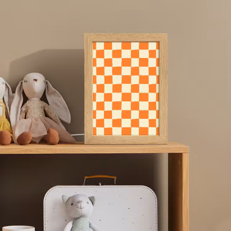 Schaak - Patroon - Oranje Light Box met kabel (Kinderlampje) klein 904 -sfeer2_kind