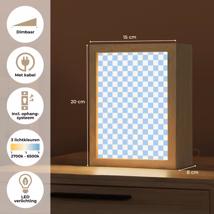 Schaakbord - Klassiek - Blauw Light Box met kabel (Kinderlampje) klein 904 -USP_NL