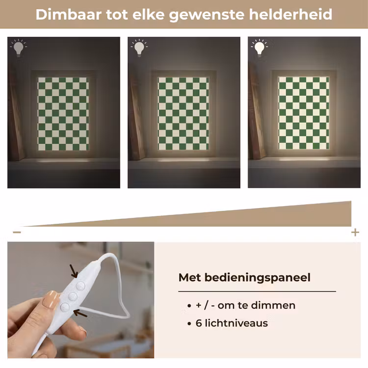 Schaakbord - Patroon - Groen Light Box met kabel (Kinderlampje) klein 904 -USP_dimbaarNL