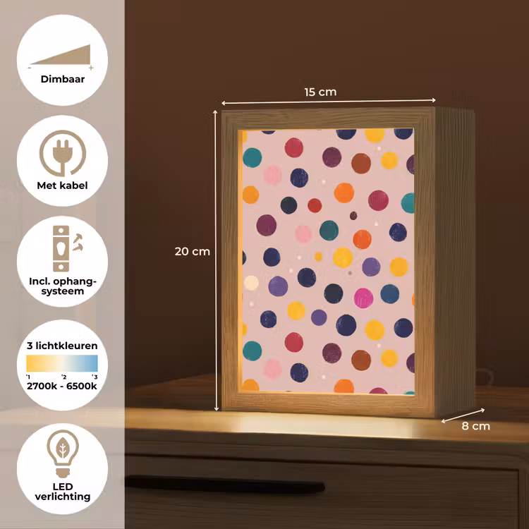 Cirkels - Patroon - Kleurrijk Light Box met kabel (Kinderlampje) klein 904 -USP_NL