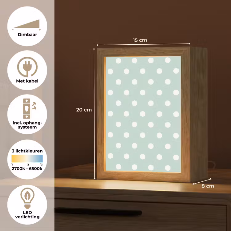 Klassiek - Polka - Groen Light Box met kabel (Kinderlampje) klein 904 -USP_NL