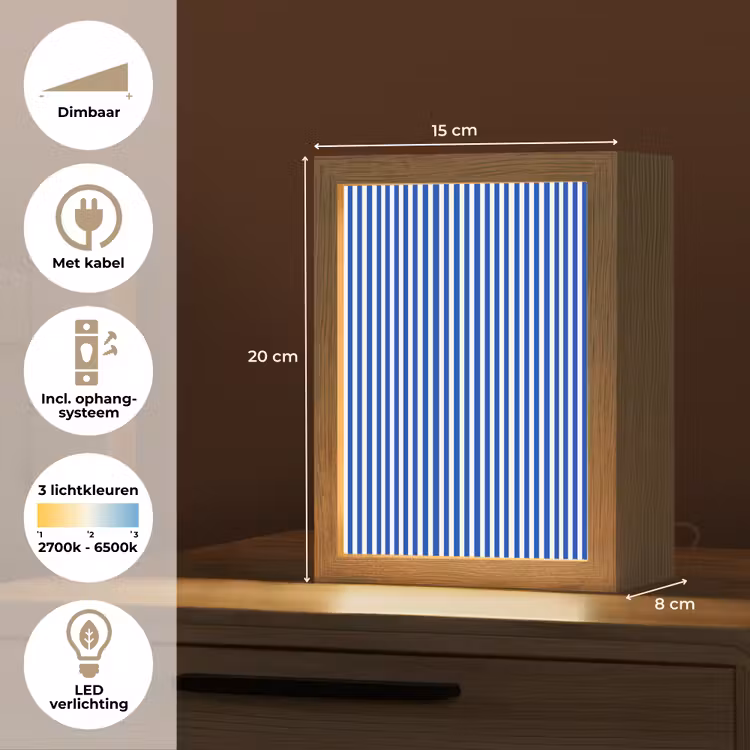 Klassiek - Strepen - Blauw Light Box met kabel (Kinderlampje) klein 904 -USP_NL