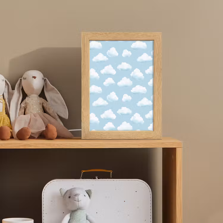 Wolken - Illustratie - Blauw Light Box met kabel (Kinderlampje) klein 904 -sfeer2_kind