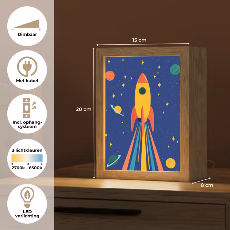Kleurrijk - Raket - Ruimte Light Box met kabel klein -USP_NL
