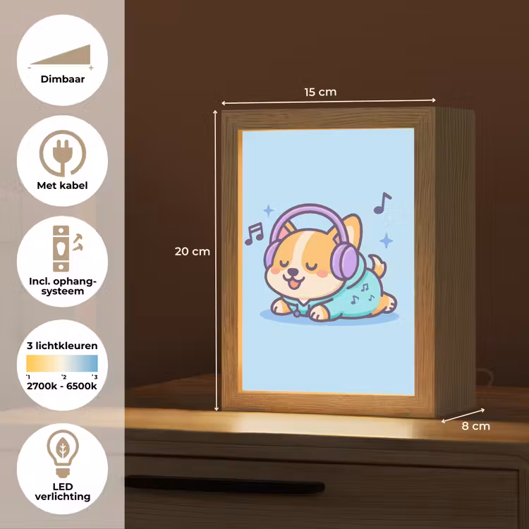 Corgi - Koptelefoon - Blauw - Muzieknoten Light Box met kabel klein -USP_NL